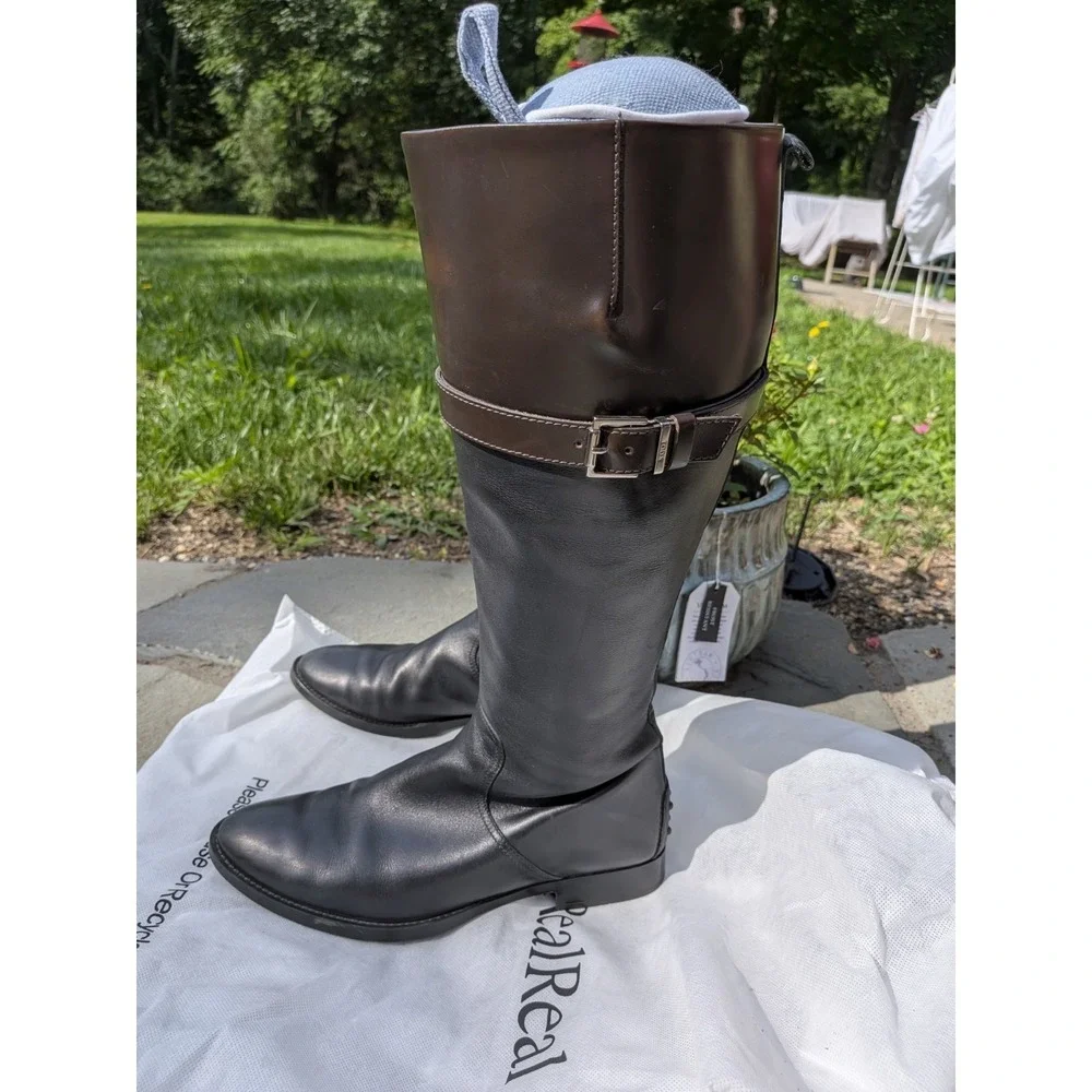 Tods Leather Knee High Classic Black Brown Comfort Boots Tod's Size 39 Elevated